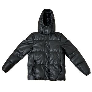 Zara Men’s Hooded Faux Leather Puffer